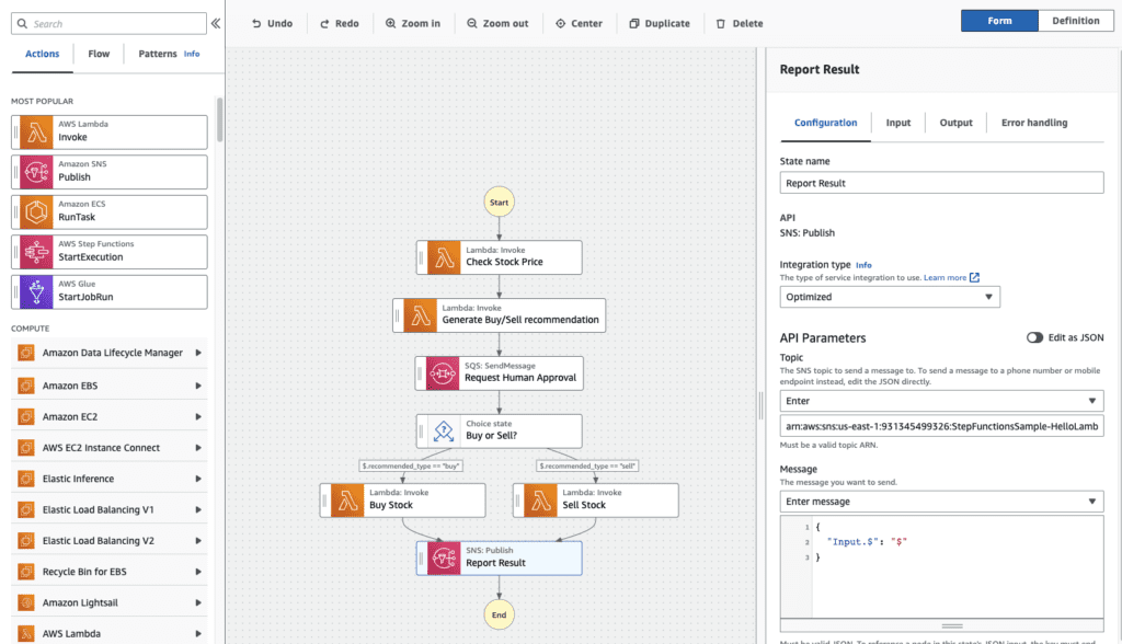 Service integrations with AWS Step Functions and Workflow Studio